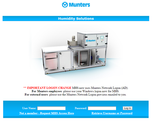 Screenshot from Munters Humidity Solutions